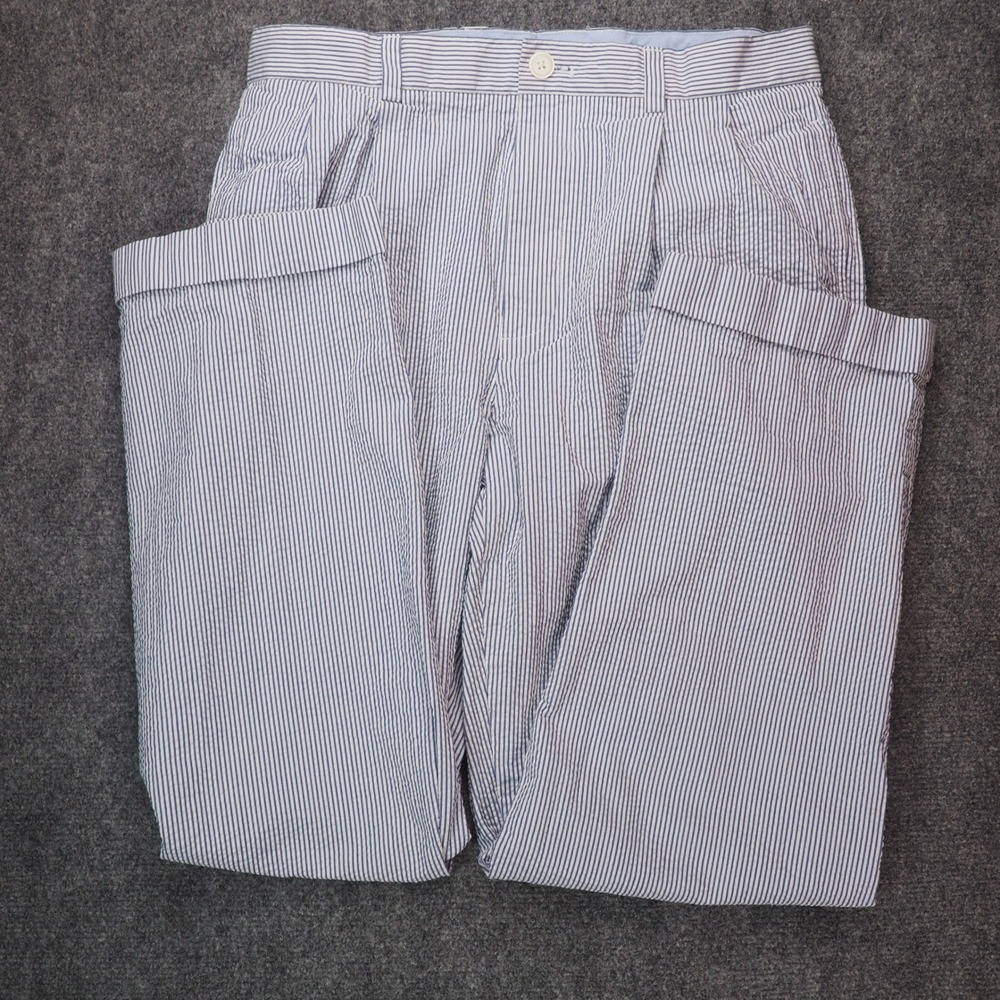Brooks Brothers Pants Mens 33x30 Elliot Blue Striped Seersucker Preppy Coastal